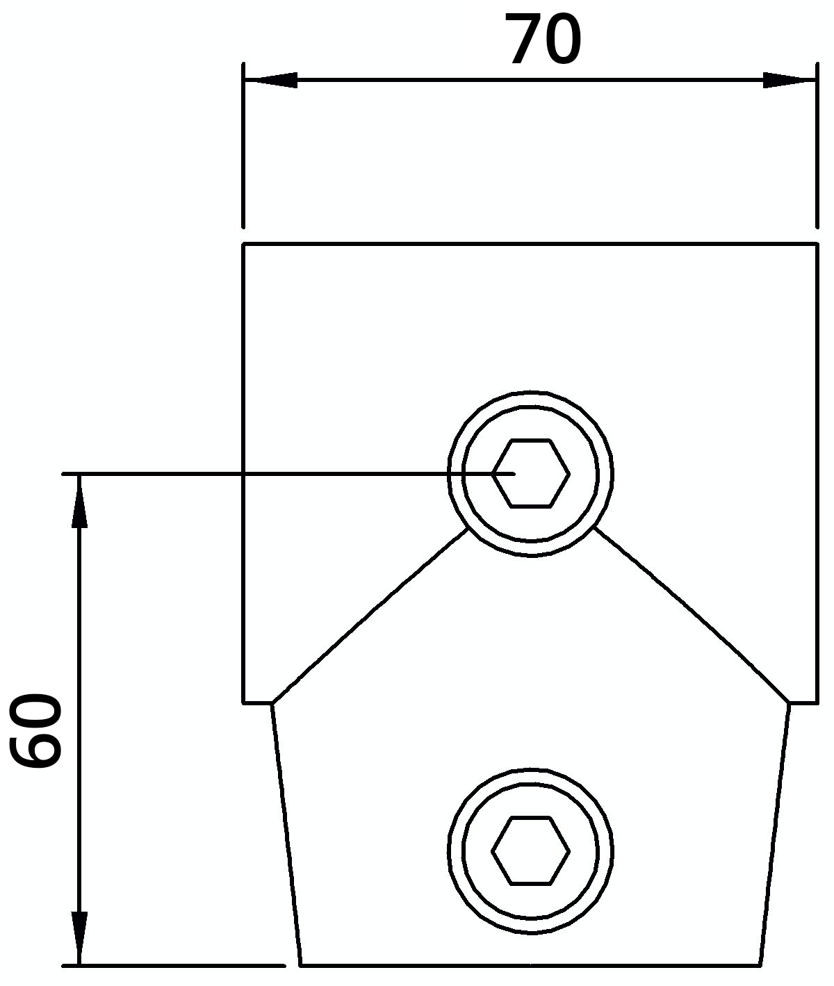 Rohrverbinder T-Stueck kurz verstellbar 0-11° Ø 42-4 mm -1 1-4- - Temperguss verzinkt - 153C42-153C42