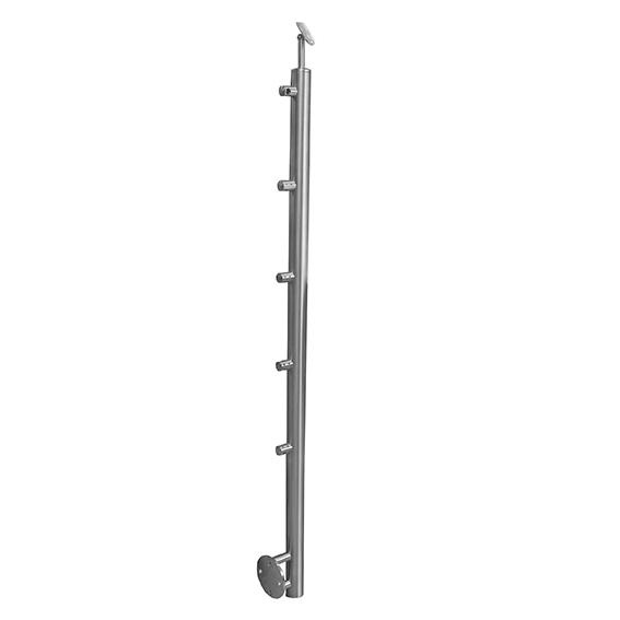 Gelaenderpfosten Edelstahl AISI 304 900 mm D 42-4 mm Seitenverankerung 4 Fuellstabhalter D 12 mm-14-0074RR-A.4