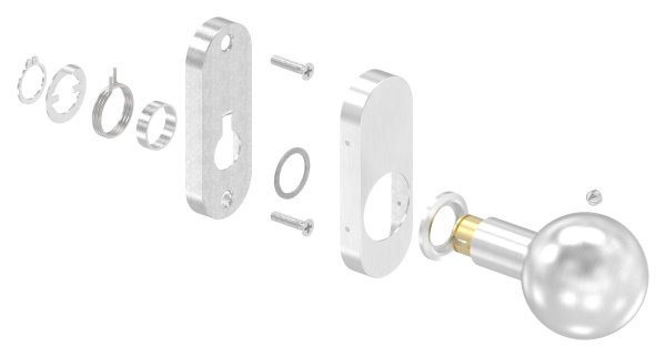 Türdrücker gerade mit Kugel Ø 50 mm drehbar V2A