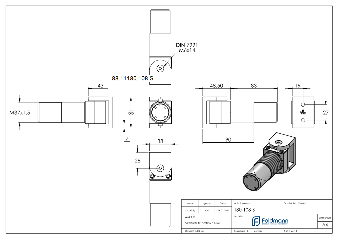 Torband selbstschliessend mit Stopp-Endspurt schraubbar aus Aluminium ARTIKEL - 108 S-Anschraubversion-88-11180-108.S