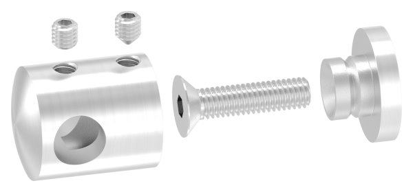 Querstabhalter FLACH Edelstahl  V2A Gelaender Stabhalter fuer Rundstaebe 10 mm inkl- Schrauben-11-1010.4