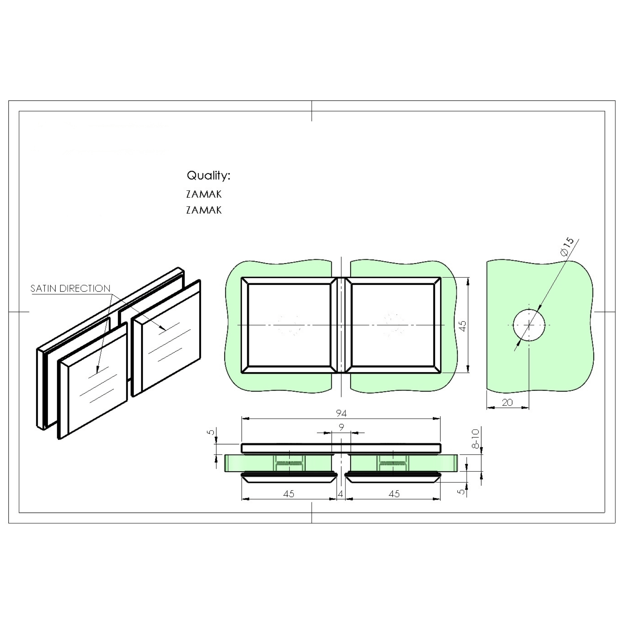 Glashalter quadratisch Zinkdruckguss 45x45 mm fuer Glas 8-10 mm geschliffen-89-11GSZNZP917S-A.4