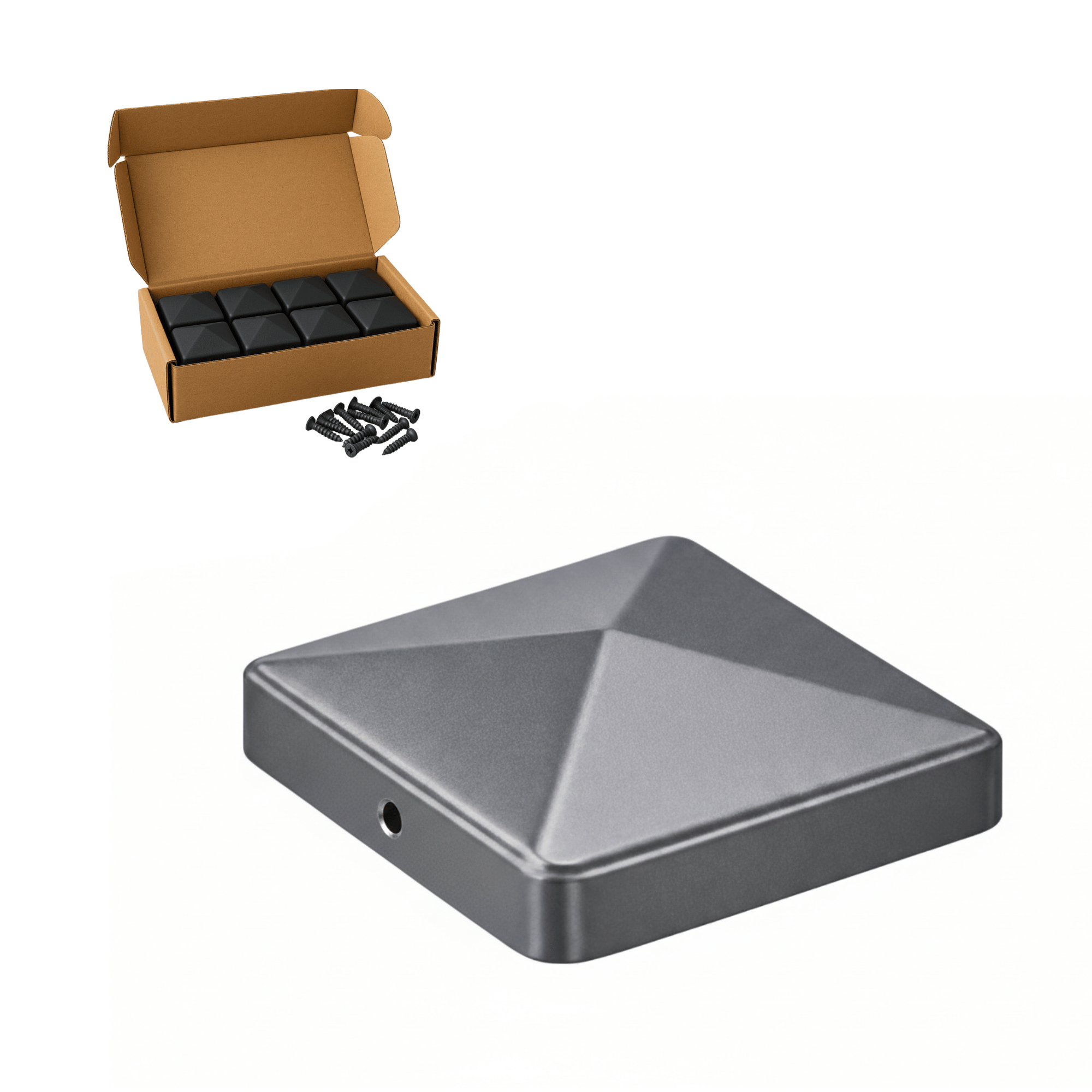 Pfostenkappe 70x70 mm Anthrazit RAL 7016 – 10er Set pulverbeschichtet inkl. Schrauben-60220-70-021