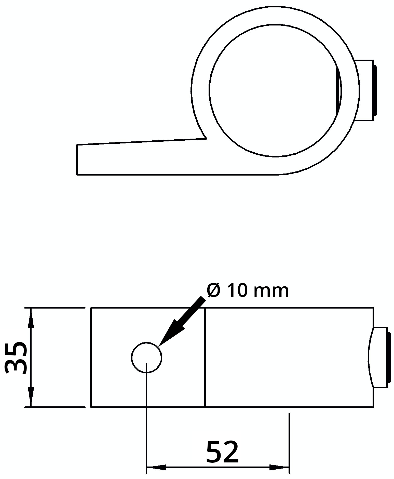 Rohrverbinder Befestigungsring mit Flansch 1 Bohrung Ø 48-3 mm -1 1-2- - Temperguss verzinkt - 199D48-199D48