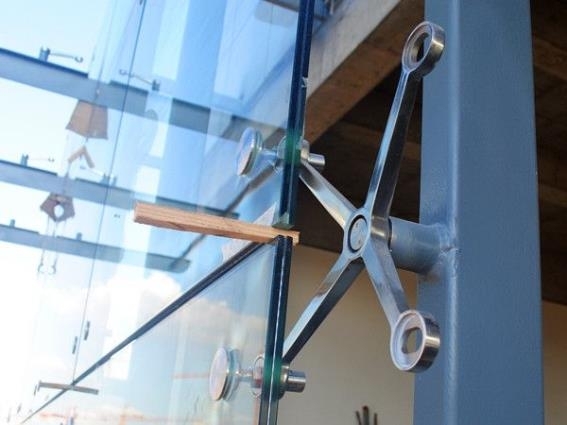 Edelstahl Glashalter Spider 2-armig fuer Fassaden AISI 304 geschliffen-89-11GS304ZA2002-A.4
