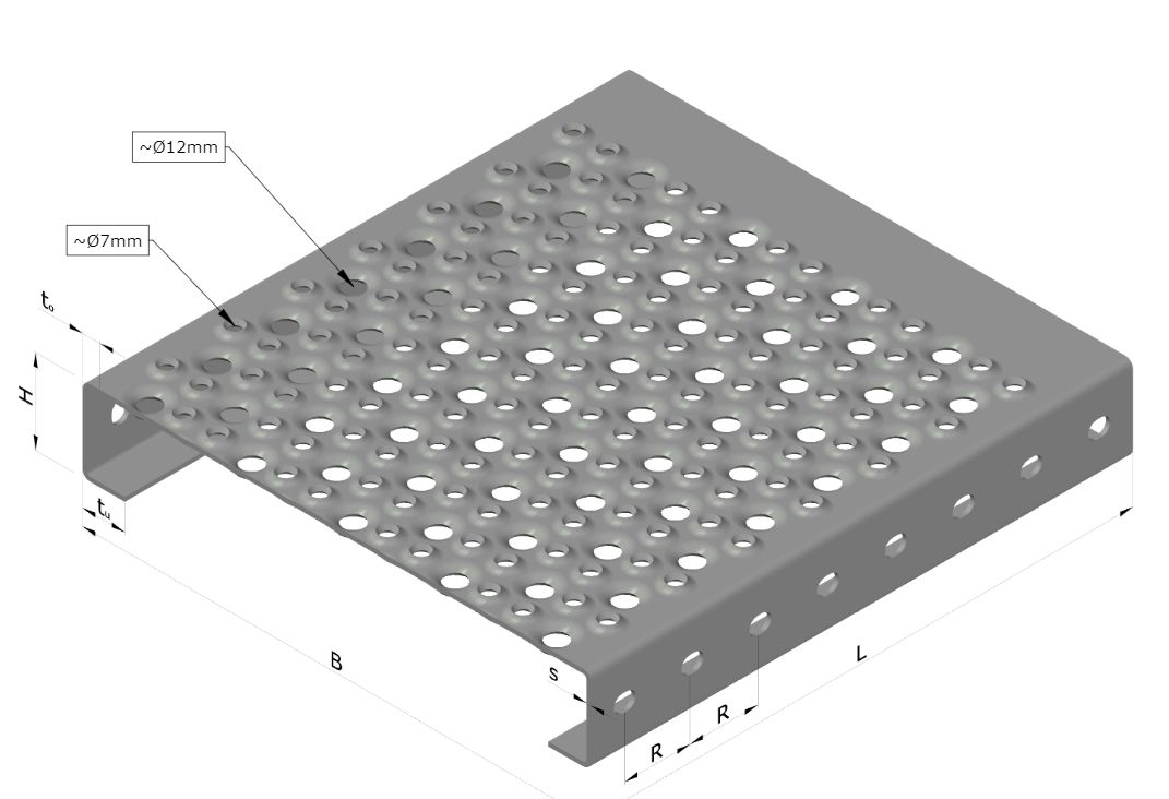 Blechprofilstufe | Typ N | Maße: 800x240x70 mm | S235JR, im Vollbad feuerverzinkt