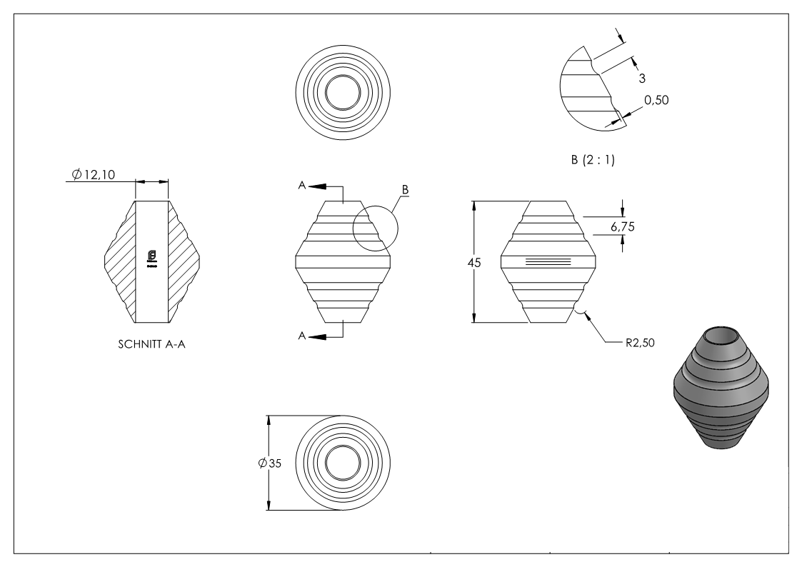 Zierhülse für 12mm Rundmaterial, V2A