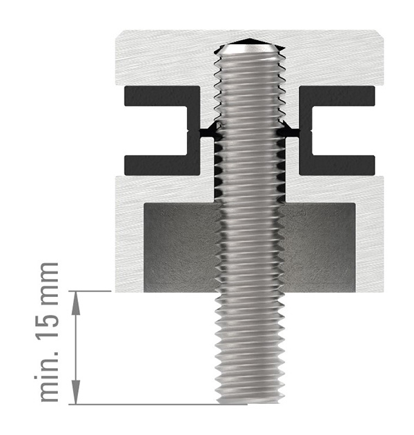 Glas-Punkthalter Ø 30 mm Zinkdruckguss (flach)