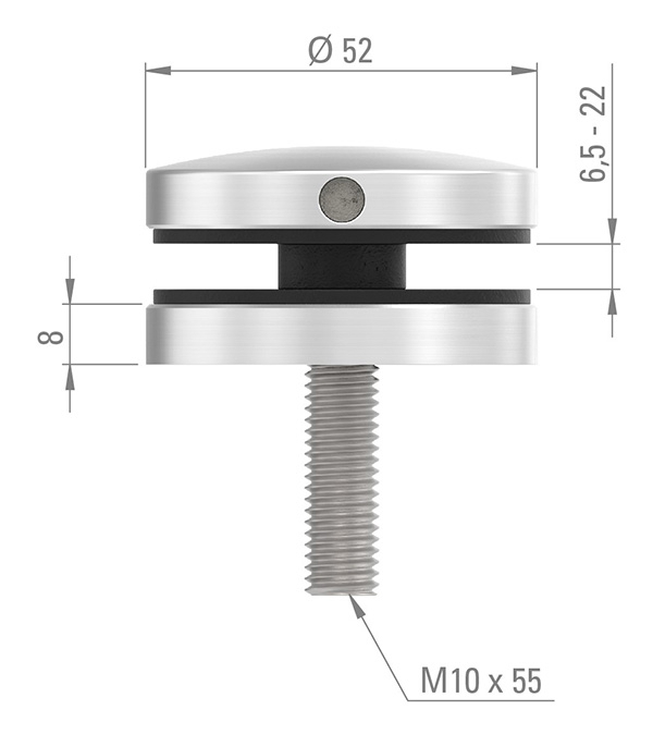 Glas-Punkthalter 52 mm (Flach) V2A