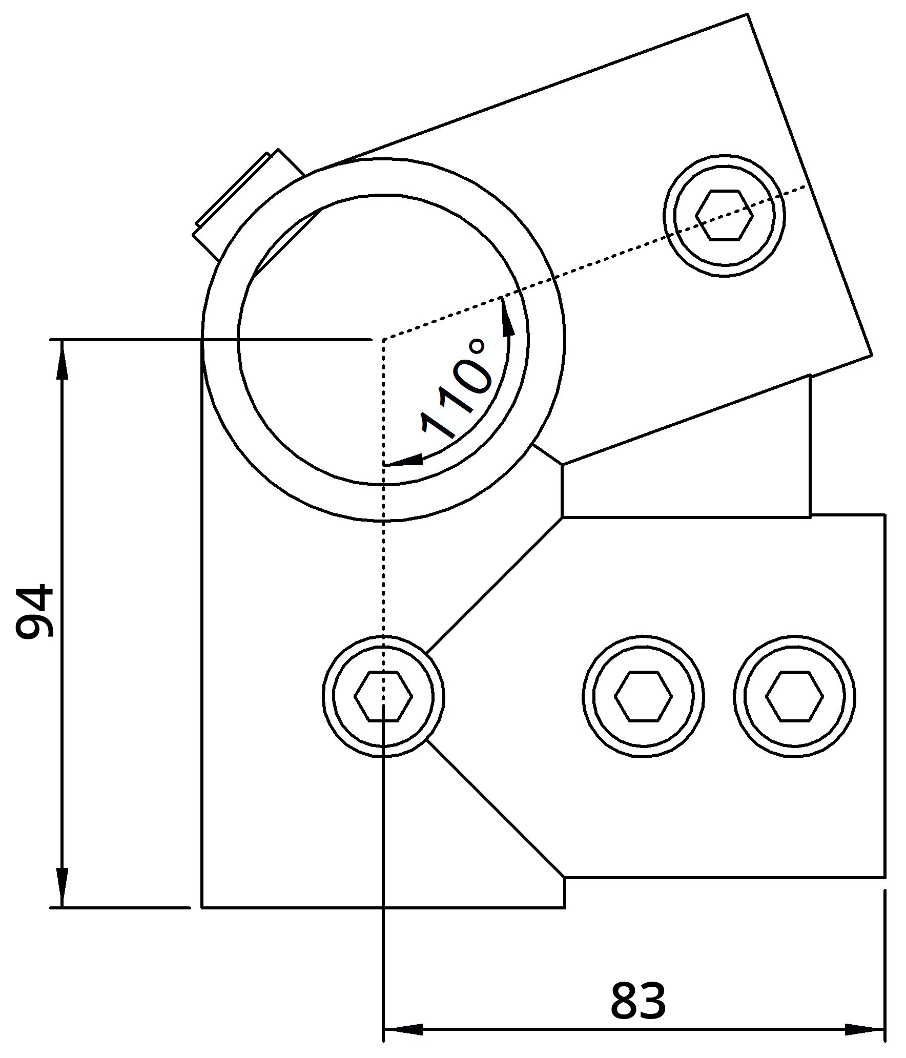 Rohrverbinder | Traufenstück 27,5° | 185D48 | 48,3 mm | 1 1/2" | Temperguss u. Elektrogalvanisiert