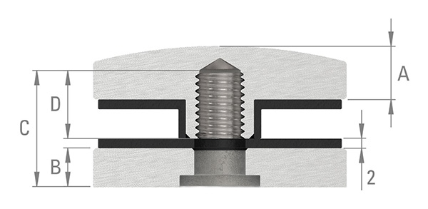 Glaspunkthalter-Oberteil Ø 52 mm- V2A-10-5100.4OT