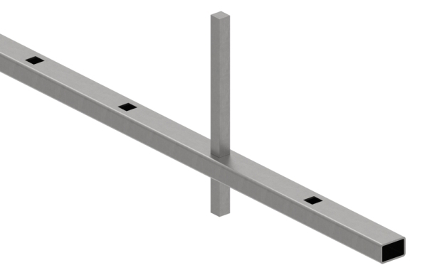 Rechteckrohr 30 x 20 x 2mm, gelocht für Vierkant 12mm mit Abstand Mitte-Mitte 132mm, Länge 3m