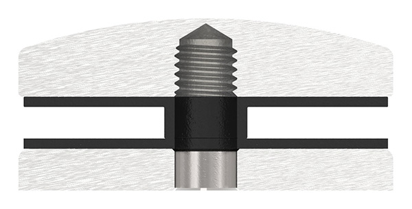 Glas-Punkthalter 72 mm V2A für Anschluss flach/ger