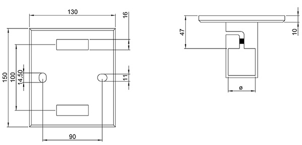 Wandbefestigung für Rohr 40x40 mm V2A