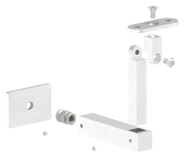 Handlaufhalter eckig mit gerader Halteplatte, V2A
