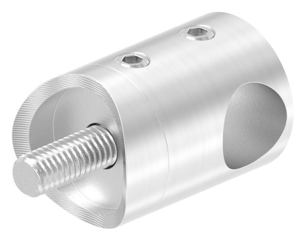 Querstabhalter Ø 22 mm | Anschluss: 33,7 mm | mit Bohrung: 12,2 mm | V2A