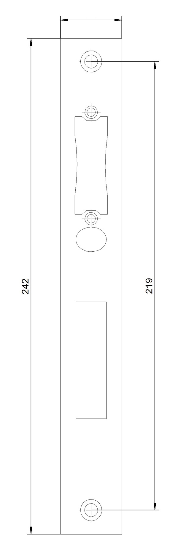 Schließblech 40x242x3 mm für Einsteckschlösser V2A