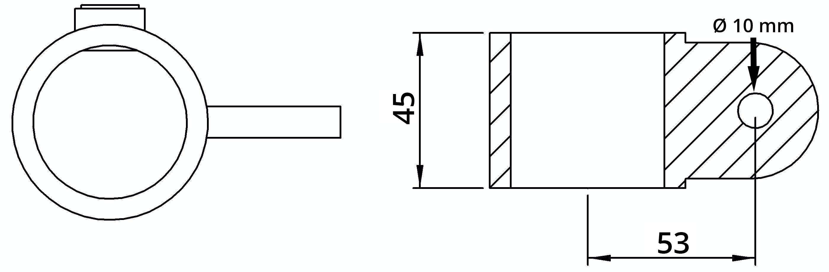 Rohrverbinder | Gelenkauge einfach | 173MD48 | 48,3 mm | 1 1/2" | Temperguss u. Elektrogalvanisiert
