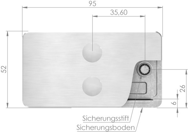 Mittelglasklemme Edelstahl V4A Modell 26- eckig-88-1126-MK.V4A