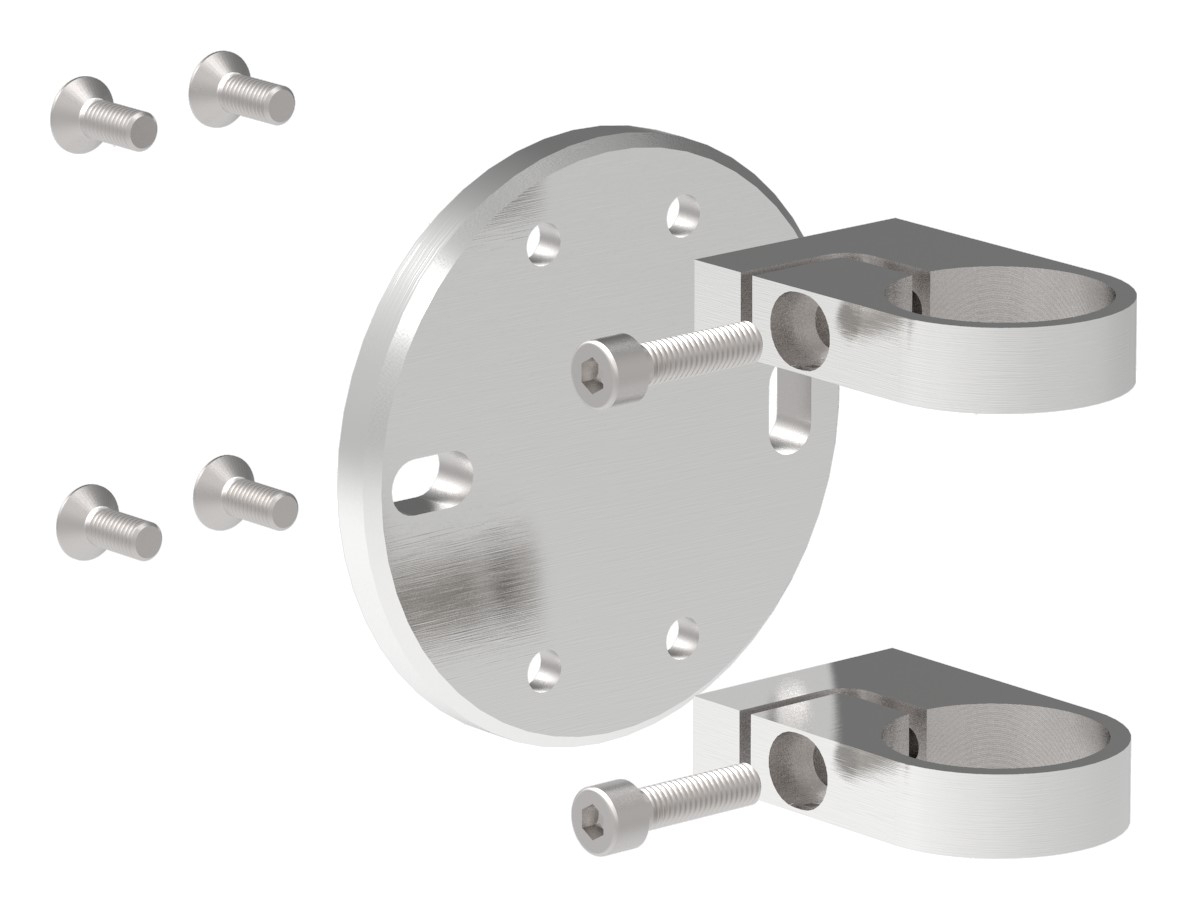 Wandbefestigung  Masse- 120x10 mm  zum Spannen fuer Rundrohr- Ø 42-4 mm - V2A-11-3065-A.4