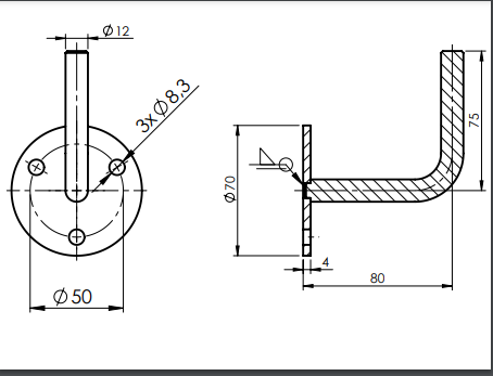 Wandhandlaufhalter Edelstahl AISI 304 geschliffen ohne Sattel-89-11A0118371-A.4