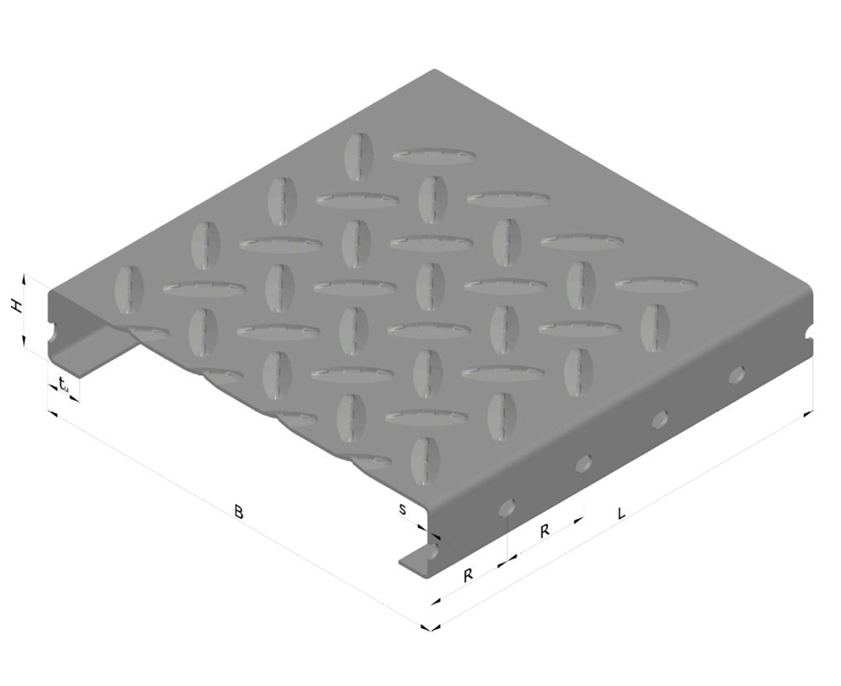 Blechprofilstufe - Typ G - Masse- 1000 x 270-300 mm - S235JR- im Vollbad feuerverzinkt-40-M-BLECH-SA-G.7