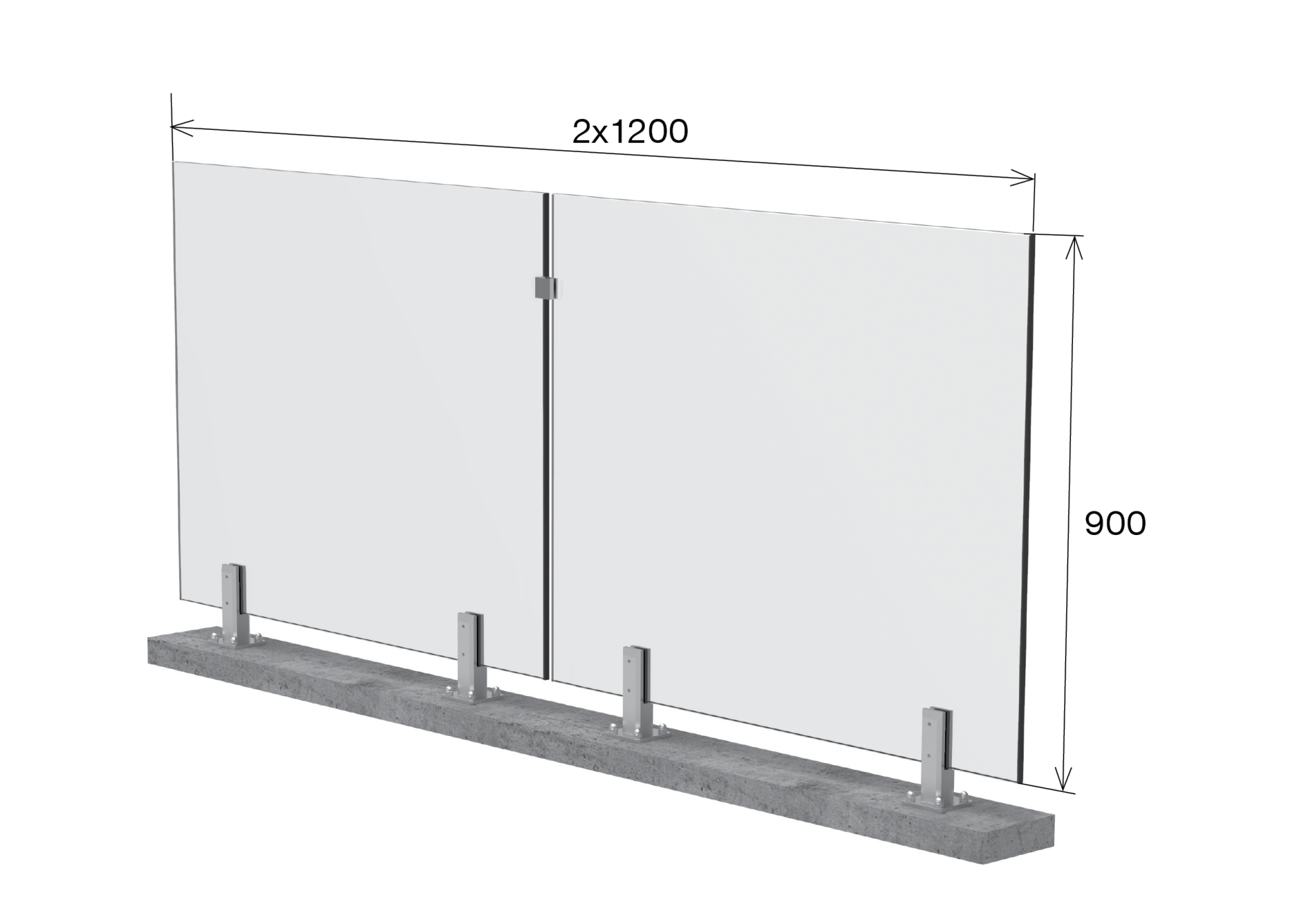 Franzoesischer Balkon Glasgelaender - Spigot - Edelstahl 2205-89-11GSFRB103X1206200-A.4