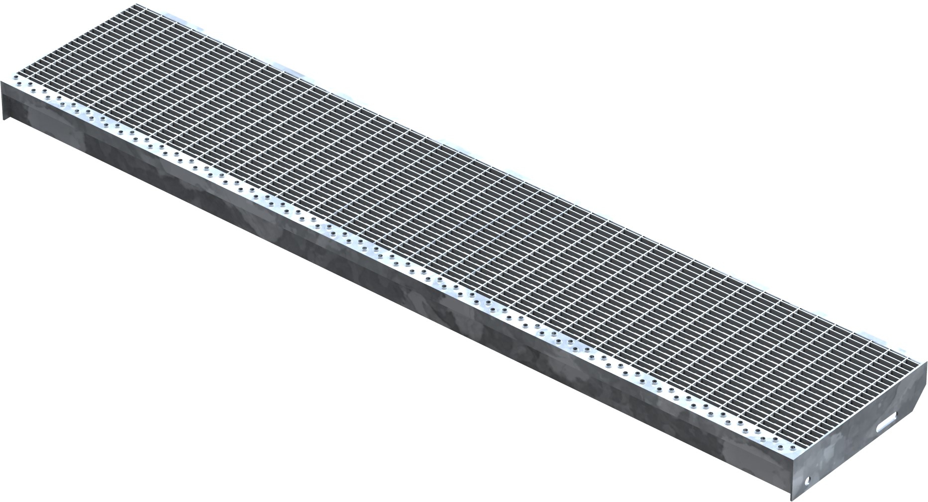 Gitterroststufe Treppenstufe Maße: 1500x305 mm 30/10 mm S235JR (St37-2), im Vollbad feuerverzinkt