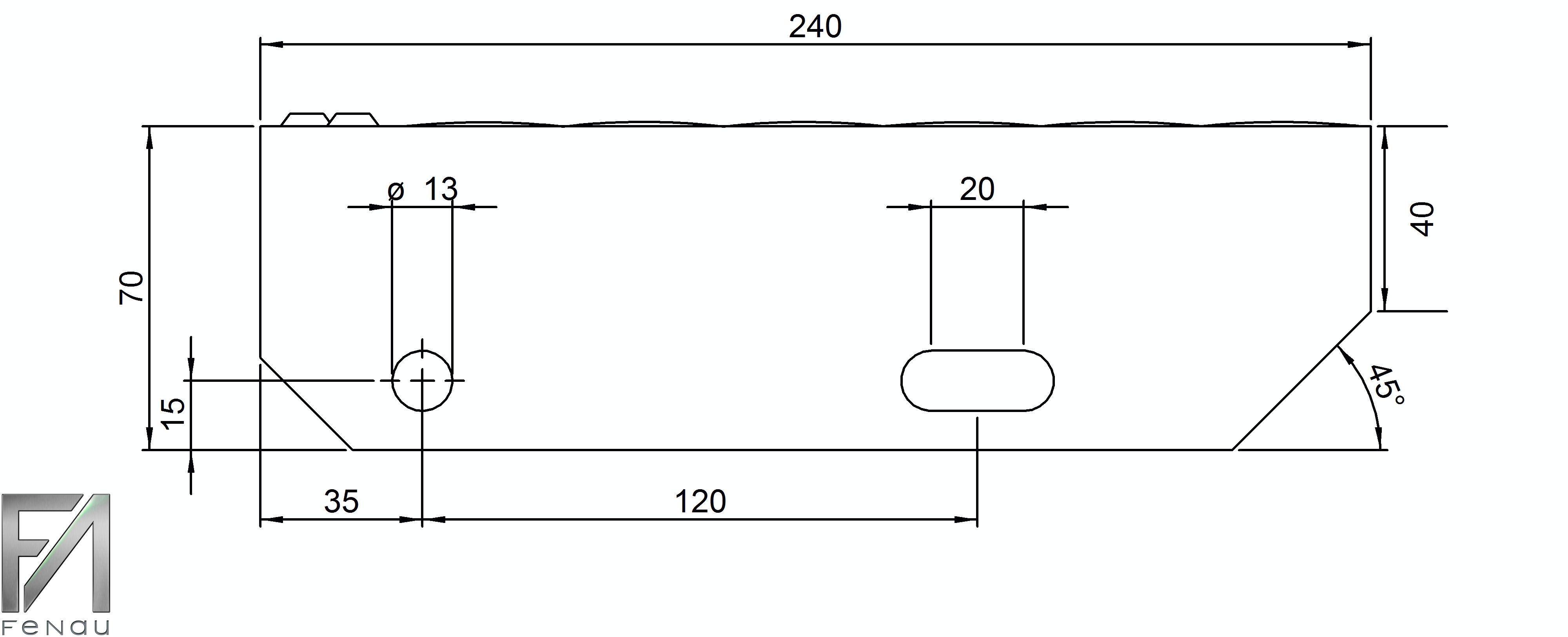 Schweißpress Gitterroststufe | Maße: 1200x240 mm 34/38 mm | S235JR (St37-2)