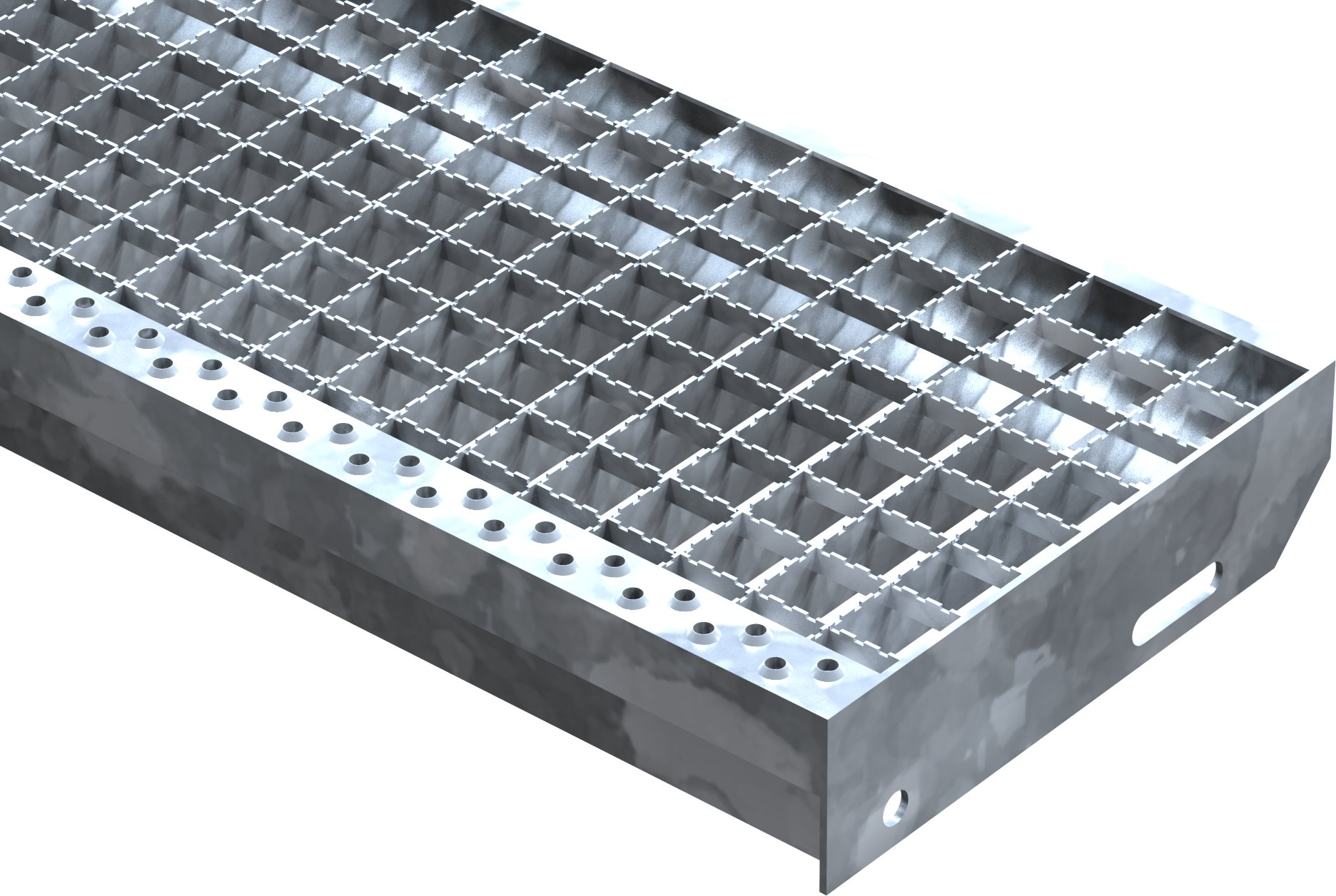 Gitterroststufe Treppenstufe Maße: 1000x270 mm 30/30 mm R13 S235JR (St37-2), im Vollbad feuerverzinkt