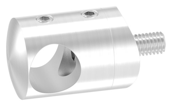 Querstabhalter Ø 22 mm | Anschluss: 42,4 mm | mit Bohrung: 14,2 mm | V2A