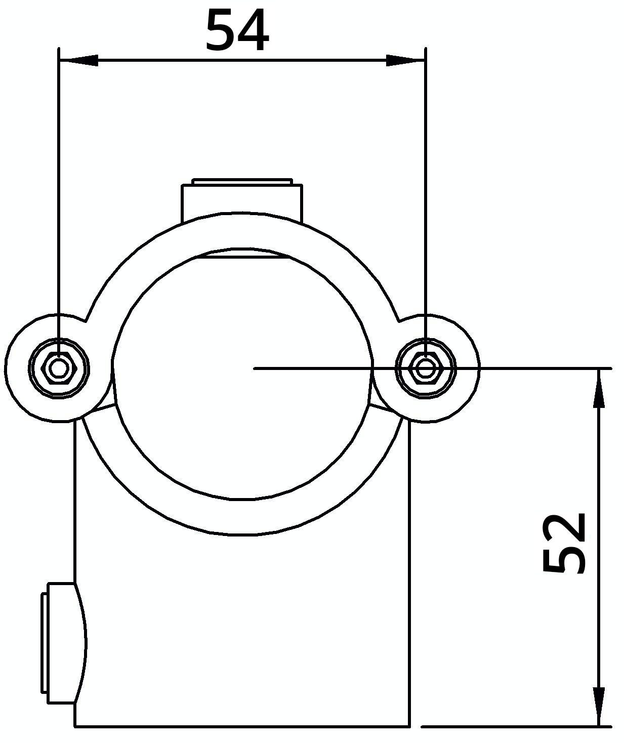 Rohrverbinder | T-Stück mit Bolzen aufklappbar | 136B34 | 33,7 mm | 1" | Feuerverzinkt u. Elektrogalvanisiert