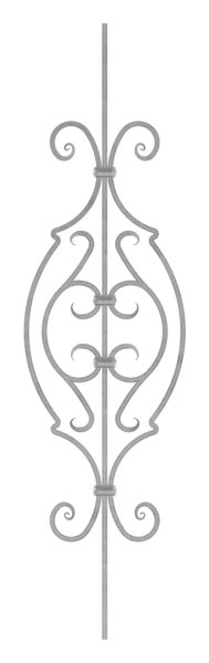 Zierstab | Länge: 900 mm | Material: 16x8 mm gerillt | Stahl S235JR, roh