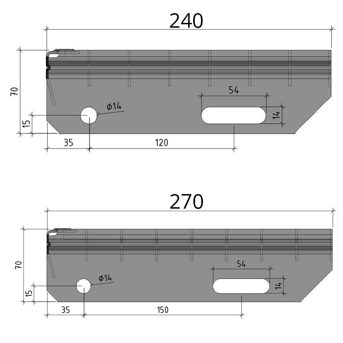 Gitterroststufe Treppenstufe | Maße: 600x240 mm 30/30 mm | S235JR (St37-2), im Vollbad feuerverzinkt