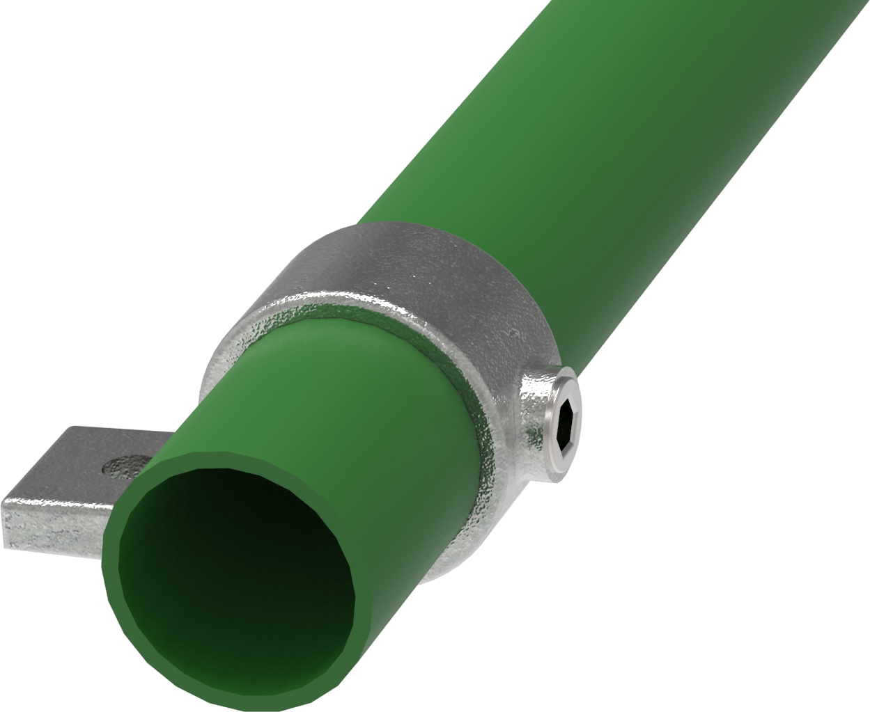 Rohrverbinder Befestigungsring mit Flansch 1 Bohrung Ø 48-3 mm -1 1-2- - Temperguss verzinkt - 199D48-199D48