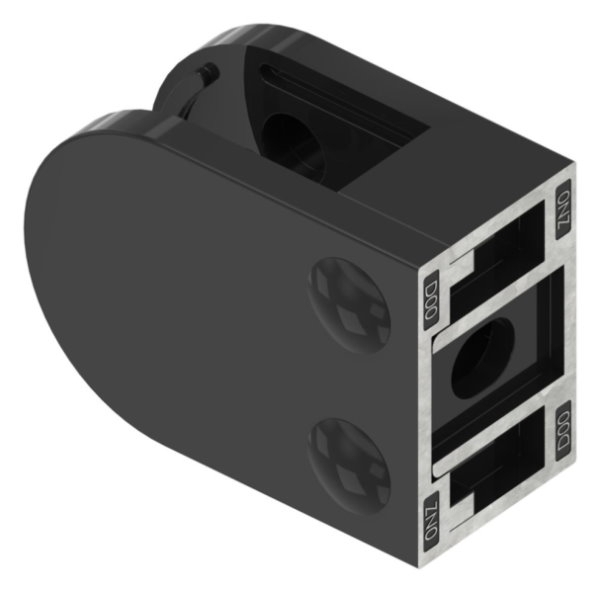 Glasklemme Mod- 38- Anschluss- gerade- Zink roh pulverbeschichtet RAL 9005-88-113800-ZN0.9005