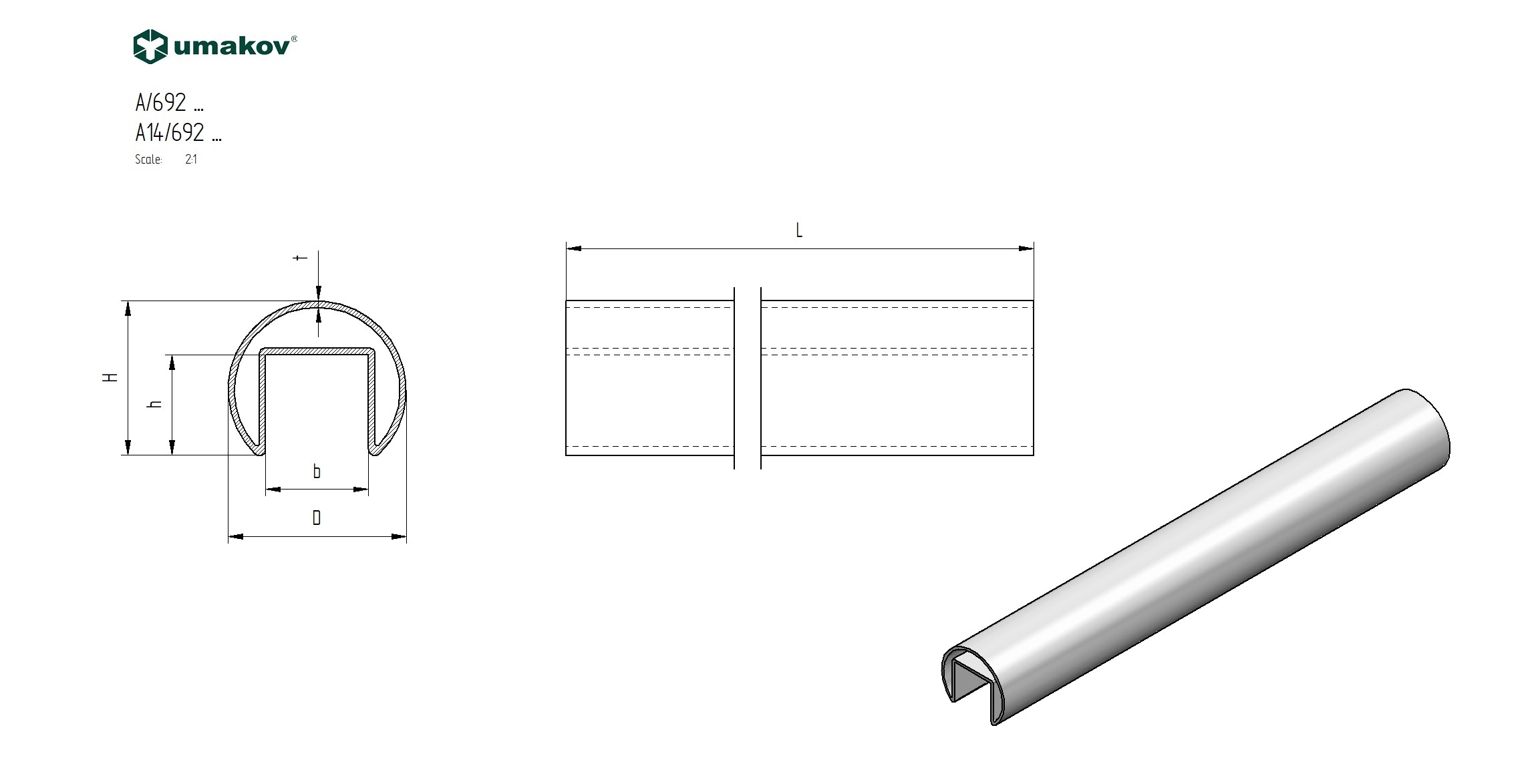 Nutrohr Edelstahl AISI 316 L 5000 mm D 48-3x1-5 mm Nut 27 mm fuer Glasgelaender-89-11A146920048-A.4