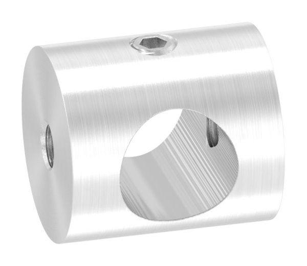 Querstabhalter V2A Edelstahl – passend für Rundstäbe 12 mm zwischen zwei FLACHeisen (Durchführung) inkl. Schrauben