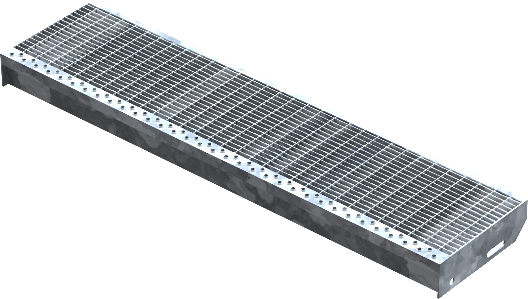 Gitterroststufe Treppenstufe | Maße: 1000x240 mm 30/10 mm | S235JR (St37-2), im Vollbad feuerverzinkt