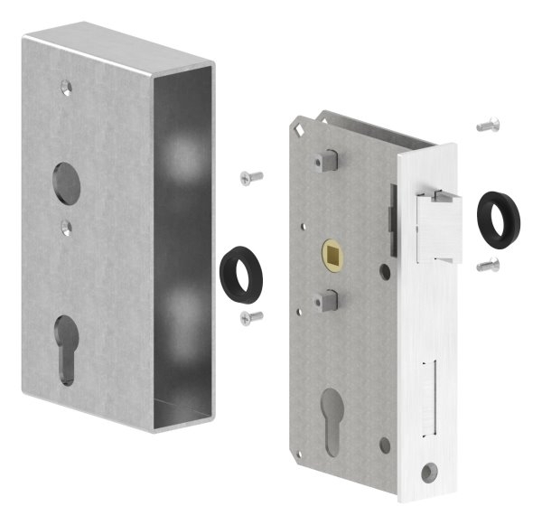 Kastenschloss verzinkt 40x94-5x173 mm mit Edelstahl Stulp-30-3202.8