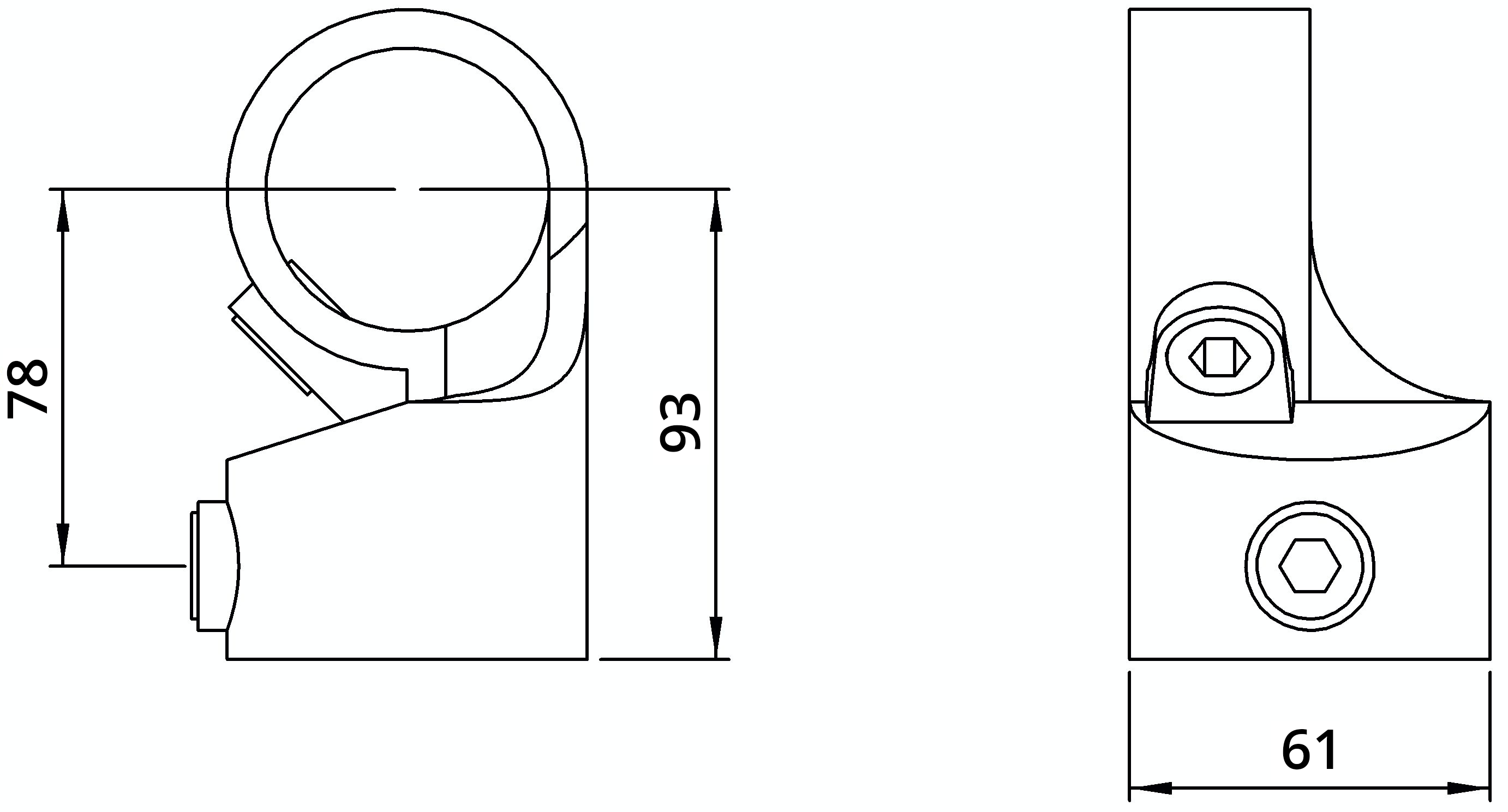 Rohrverbinder - Winkelgelenk verstellbar - 1 Stueck - 148D48 - 48-3 mm - 1 1-2- - Feuerverzinkt u. Elektrogalvanisiert-148D48