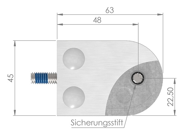 Glasklemme V2A 42-4 mm Anschluss halbrund mit AbZ-10-2242ABZ.4