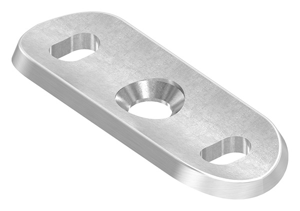 Handlaufanschlussplatte Edelstahl V2A 63x25x4 mm fuer Rohr Ø 42-4 mm mit Langloechern-88-1160182-240-LL.90