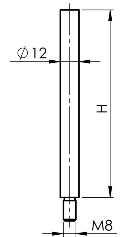 Gewindestift Maße: 100x12 mm Gewinde: M8x10 mm zum Anschweißen V2A