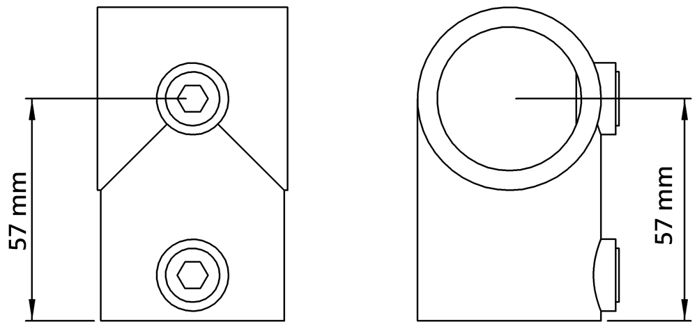 Rohrverbinder - T-Stueck kurz - 101C42-B34 - 42-4 mm; 33-7 mm - 1 1-4-; 1- - Feuerverzinkt u. Elektrogalvanisiert-101C42-B34