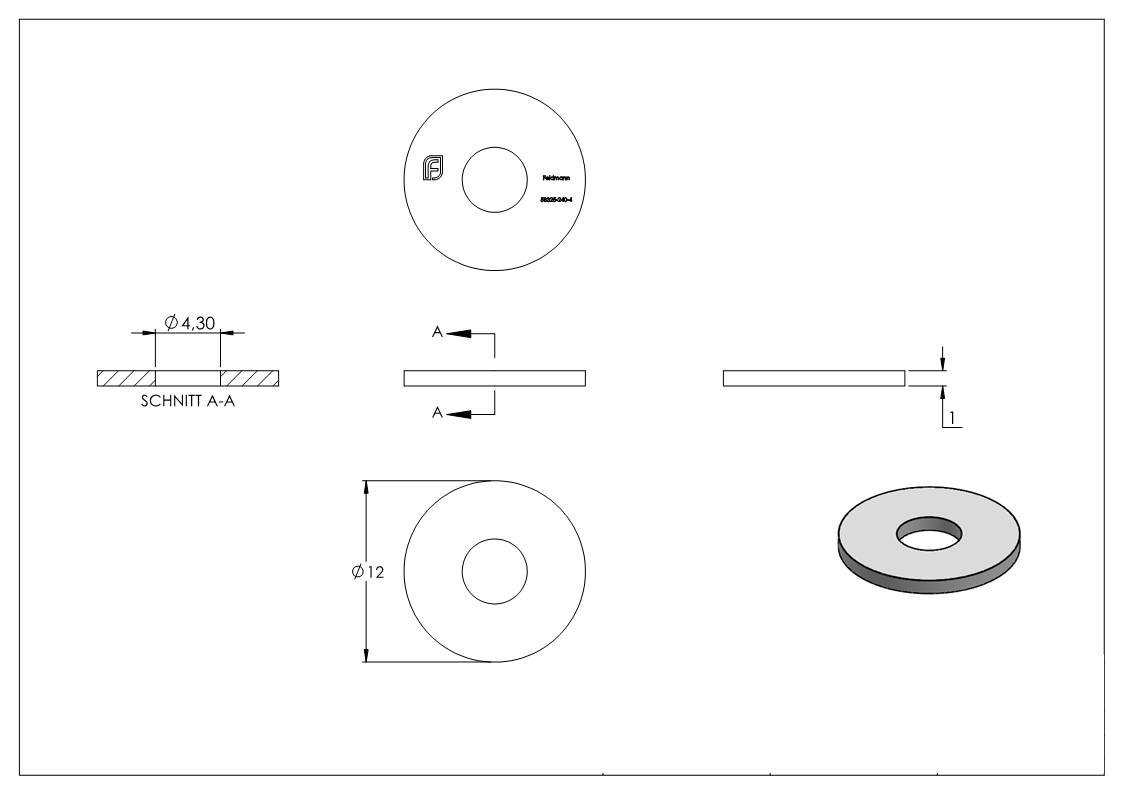 Beilagscheibe groß für M4 Schrauben, ISO 7093-1, A2