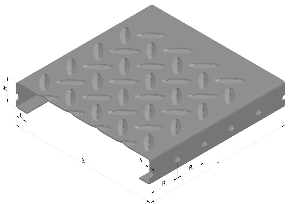 Blechprofilstufe | Typ G | Maße: 1000x300x70 mm | S235JR, im Vollbad feuerverzinkt