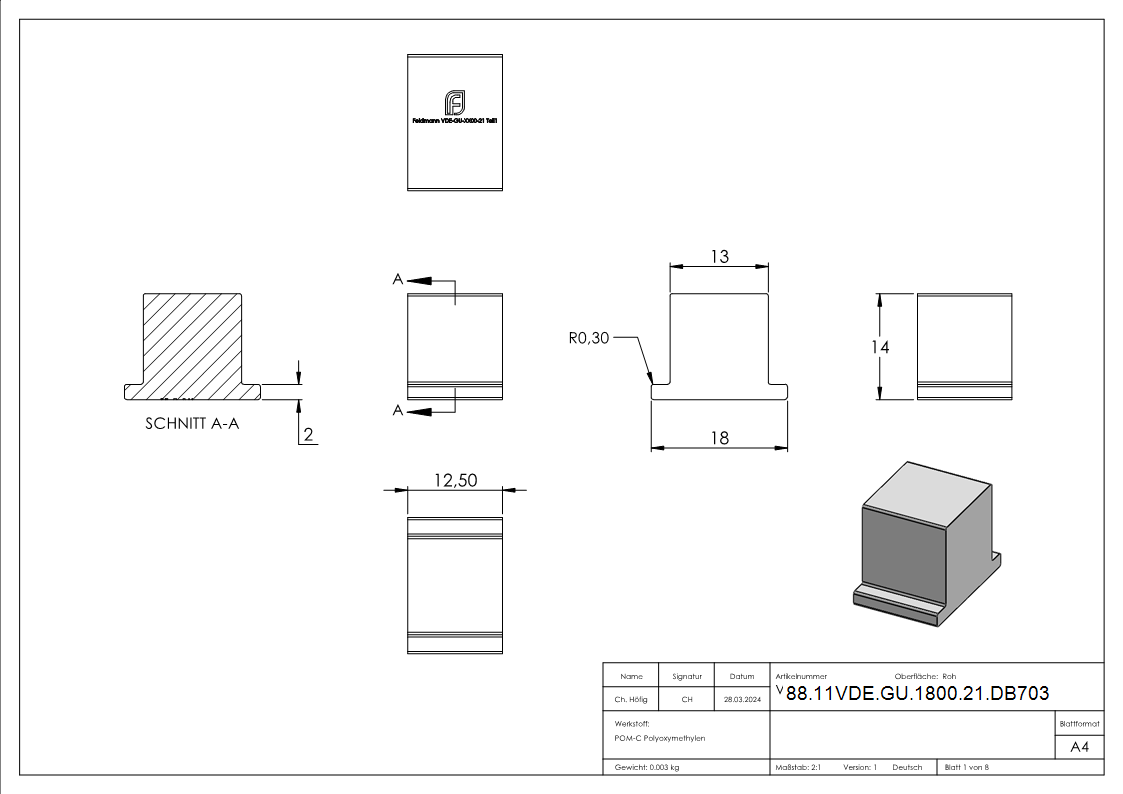 Vordach-Montage-Set pulverbeschichtet DB 703 fuer Glas 21-52 mm L 1805 mm-88-11VDE-GU-1800-21.DB703