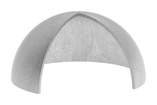 Halbhohlkugel Ø 90 mm ungeschliffen V2A