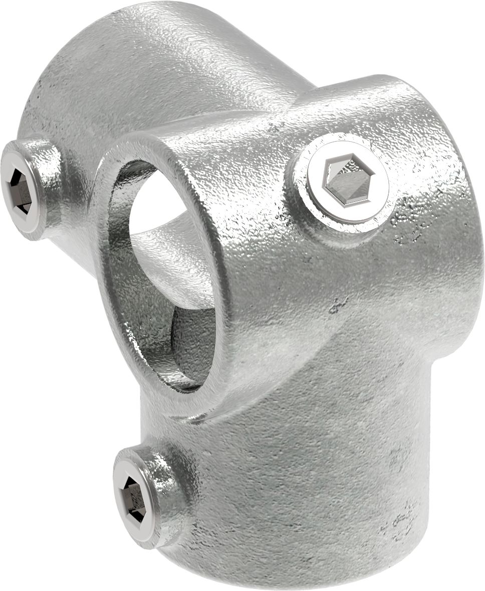 Rohrverbinder | Eckstück durchgehend | 116E60 | 60,3 mm | 2" | Feuerverzinkt u. Elektrogalvanisiert